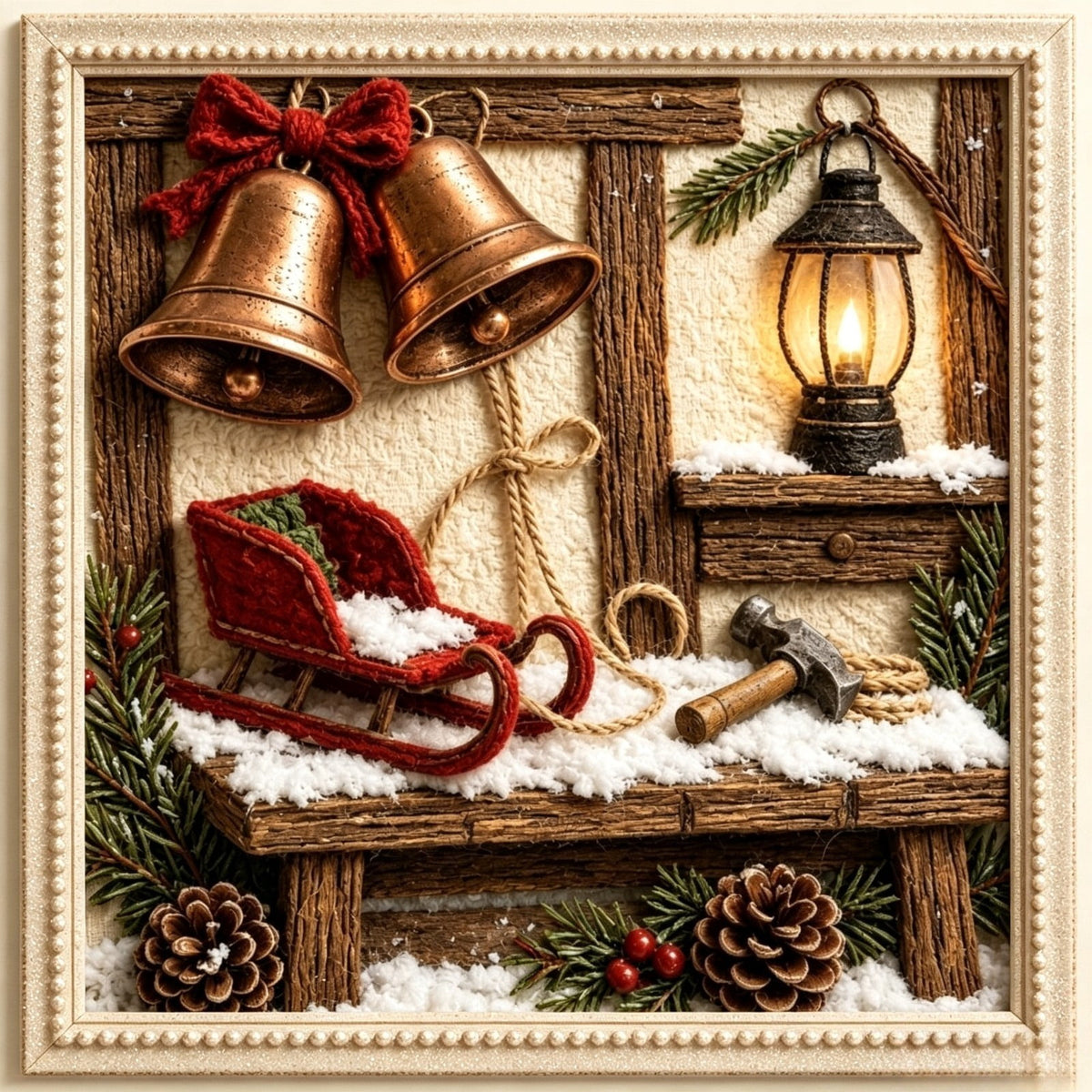 Clearance 3D Christmas Wreath Fabric Poke Art Kit, Jesus Poke Art Kits for Adults, Christmas Wreaths Ornament Making Kit for Front Door