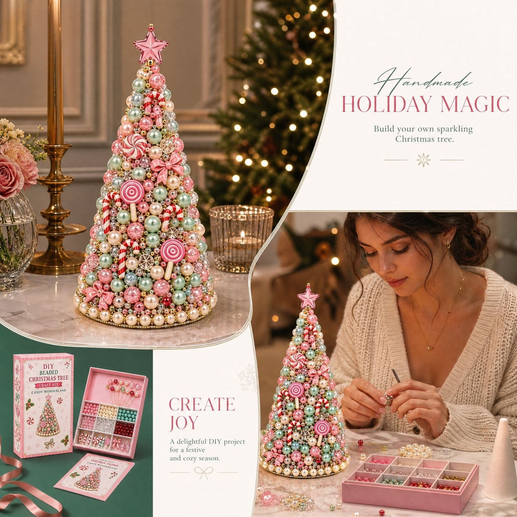 DIY Beaded Christmas Tree Craft Kit Christmas Decorations, 3D Candy Beaded Christmas Tree Craft Kit Christmas Decor, Christmas Crafts for Adults