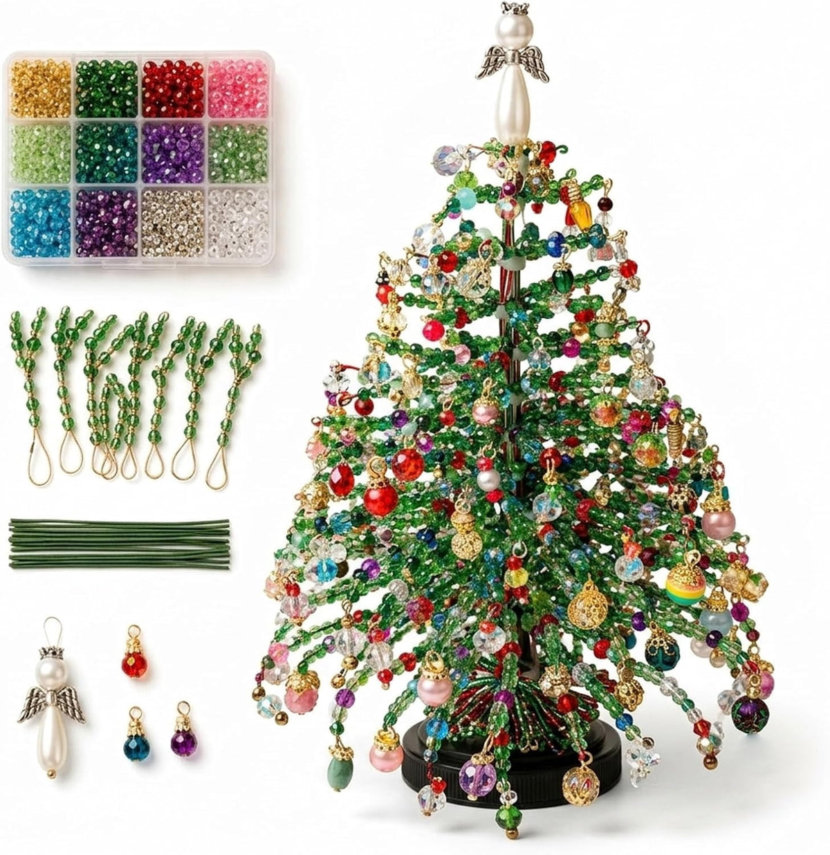 DIY Beaded Christmas Tree Craft Kit Christmas Decorations, 3D Candy Beaded Christmas Tree Craft Kit Christmas Decor, Christmas Crafts for Adults