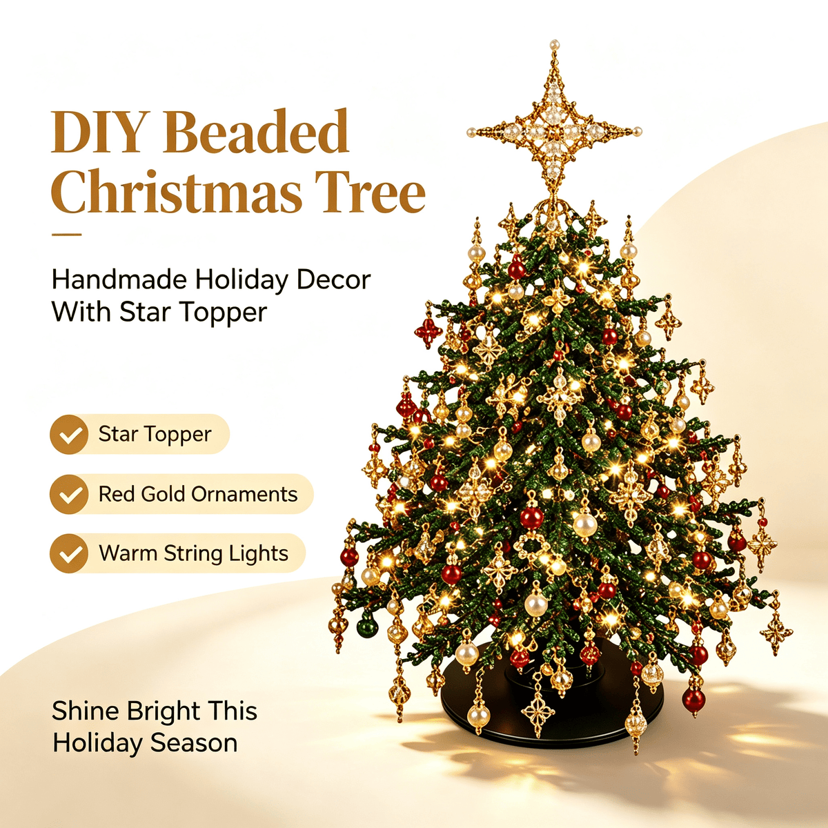 DIY Beaded Christmas Tree Kit, Christmas Decorations Handmade Beads Craft Set, Sparkling Crystal Xmas Ornaments for Tabletop Christmas Decor, Holiday Gifts for Adults by MPOISVA