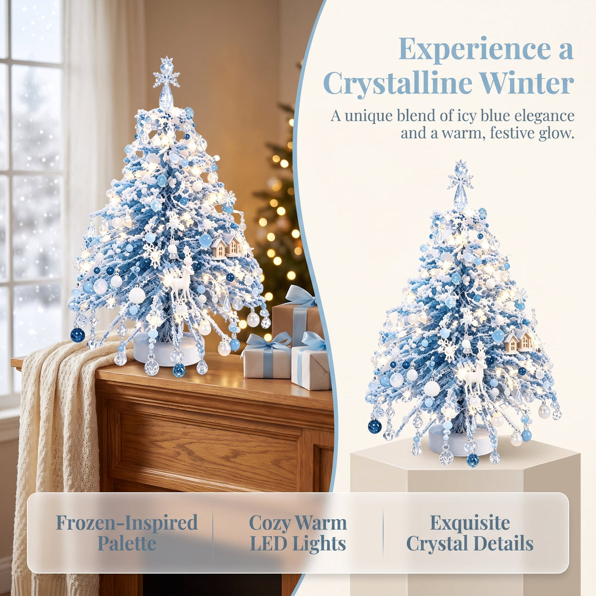 DIY Beaded Christmas Tree Kit, Christmas Decorations Handmade Beads Craft Set, Sparkling Crystal Xmas Ornaments for Tabletop Christmas Decor, Holiday Gifts for Adults by MPOISVA