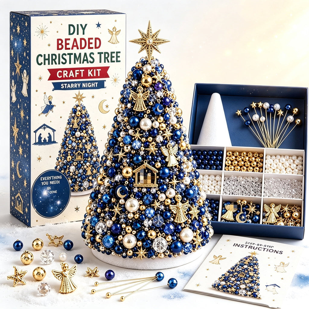 DIY Beaded Christmas Tree Kit, Christmas Decorations Handmade Beads Craft Set, Sparkling Crystal Xmas Ornaments for Tabletop Christmas Decor, Holiday Gifts for Adults by MPOISVA
