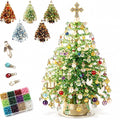 DIY Beaded Christmas Tree Kit, Crystal Bead Holiday Craft Set for Adults, Christmas Ornament Charms, Metal Frame Tabletop Decor, Holiday Gift