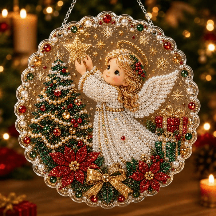 Christmas in July DIY Diamond Art Hanging Ornament – Handmade Sparkling Christmas Keepsake Quiet Leisure Craft for Summer Rainy Afternoons