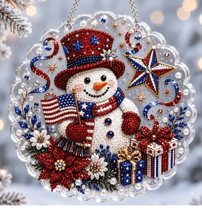 Christmas in July DIY Diamond Art Hanging Ornament – Handmade Sparkling Christmas Keepsake Quiet Leisure Craft for Summer Rainy Afternoons