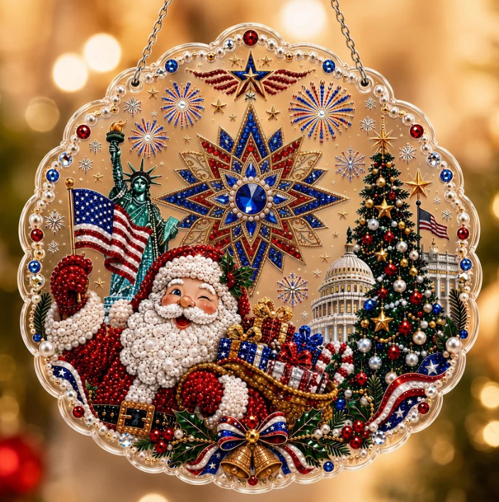 Christmas in July DIY Diamond Art Hanging Ornament – Handmade Sparkling Christmas Keepsake Quiet Leisure Craft for Summer Rainy Afternoons