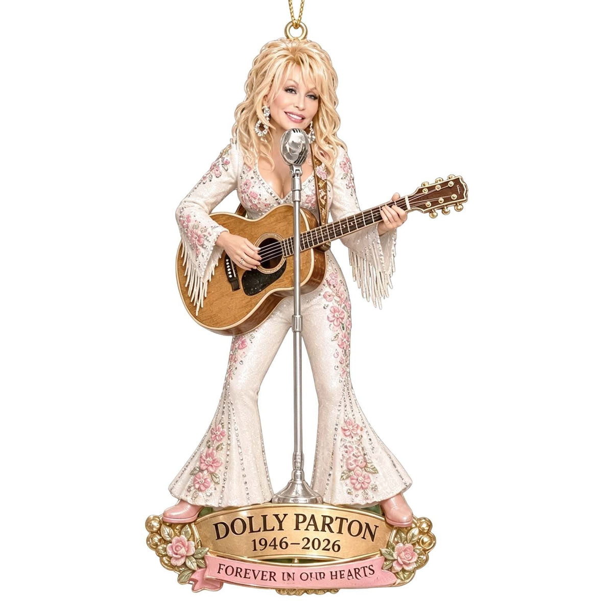 Dolly Memorial Acrylic Christmas Ornament Themed Christmas Ornament for Tree Car Office Home Dolly Themed Xmas Hanging Decor Country Music Holiday Decoration Gift
