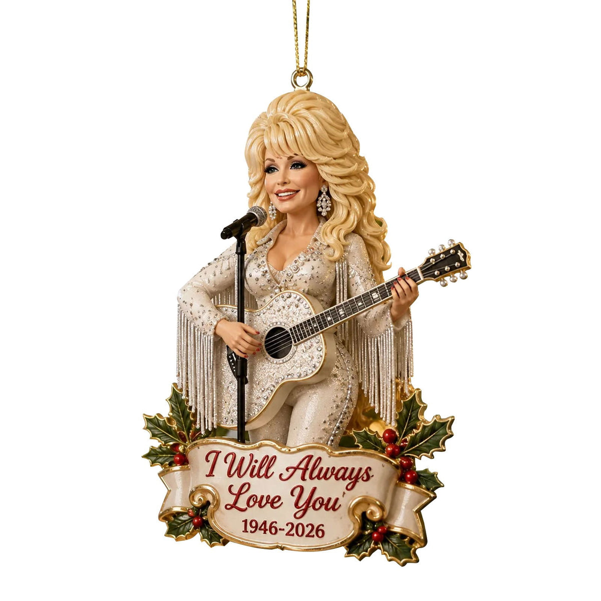 Dolly Memorial Acrylic Christmas Ornament Themed Christmas Ornament for Tree Car Office Home Dolly Themed Xmas Hanging Decor Country Music Holiday Decoration Gift
