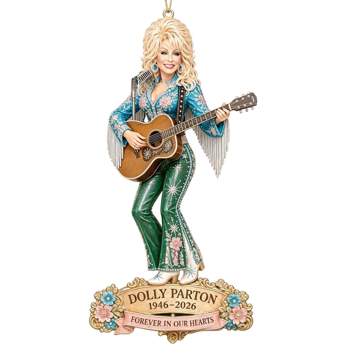Dolly Memorial Acrylic Christmas Ornament Themed Christmas Ornament for Tree Car Office Home Dolly Themed Xmas Hanging Decor Country Music Holiday Decoration Gift