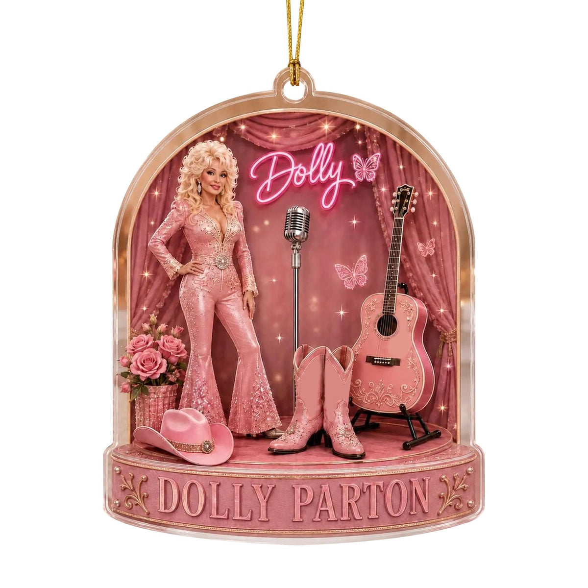 Dolly Memorial Acrylic Christmas Ornament Themed Christmas Ornament for Tree Car Office Home Dolly Themed Xmas Hanging Decor Country Music Holiday Decoration Gift