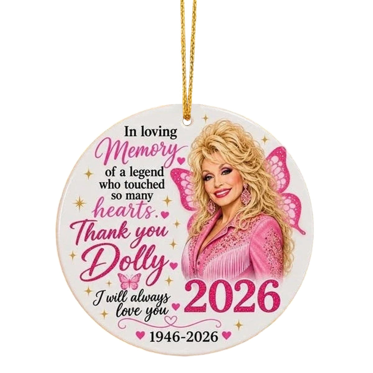 Dolly Memorial Acrylic Christmas Ornament Themed Christmas Ornament for Tree Car Office Home Dolly Themed Xmas Hanging Decor Country Music Holiday Decoration Gift