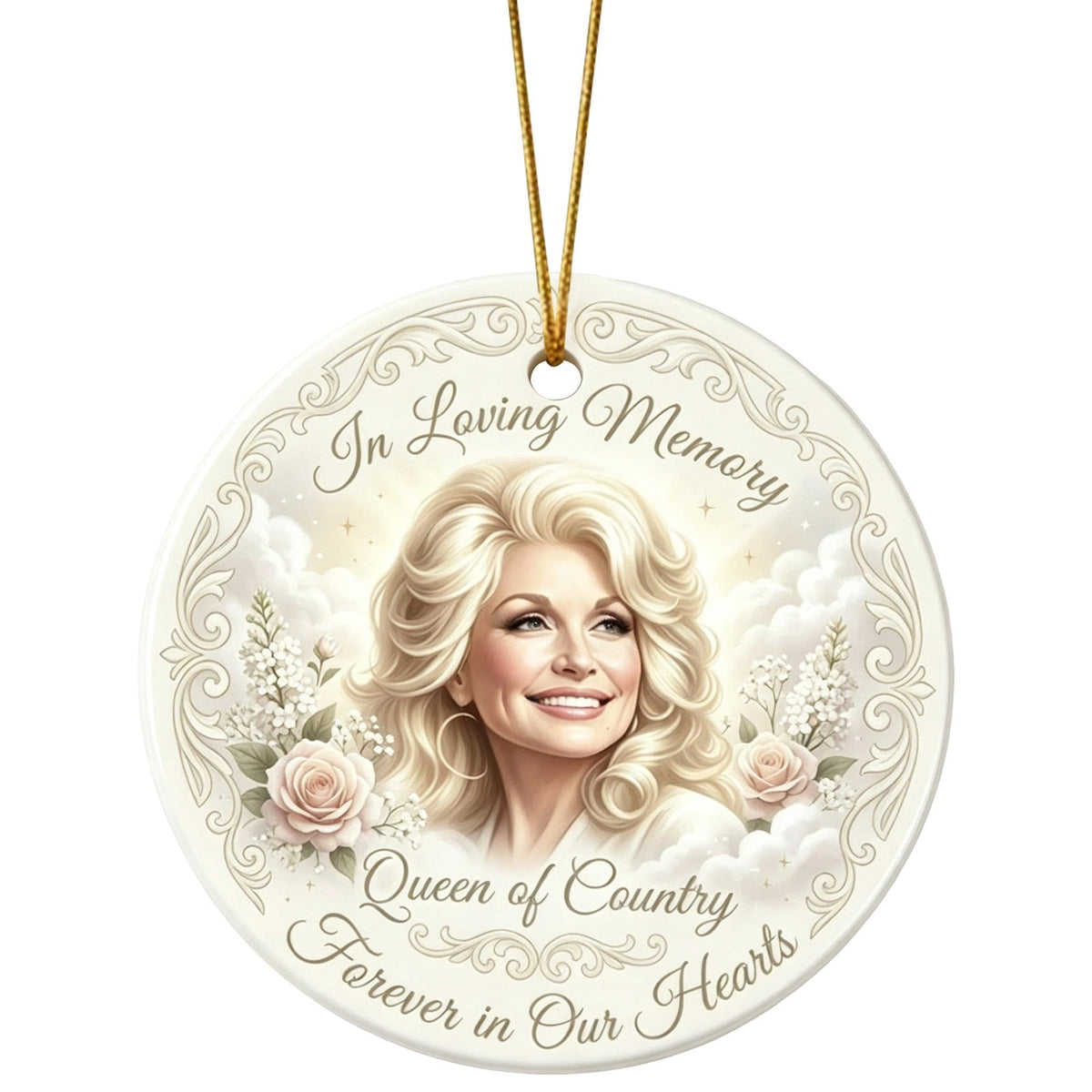 Dolly Memorial Acrylic Christmas Ornament Themed Christmas Ornament for Tree Car Office Home Dolly Themed Xmas Hanging Decor Country Music Holiday Decoration Gift