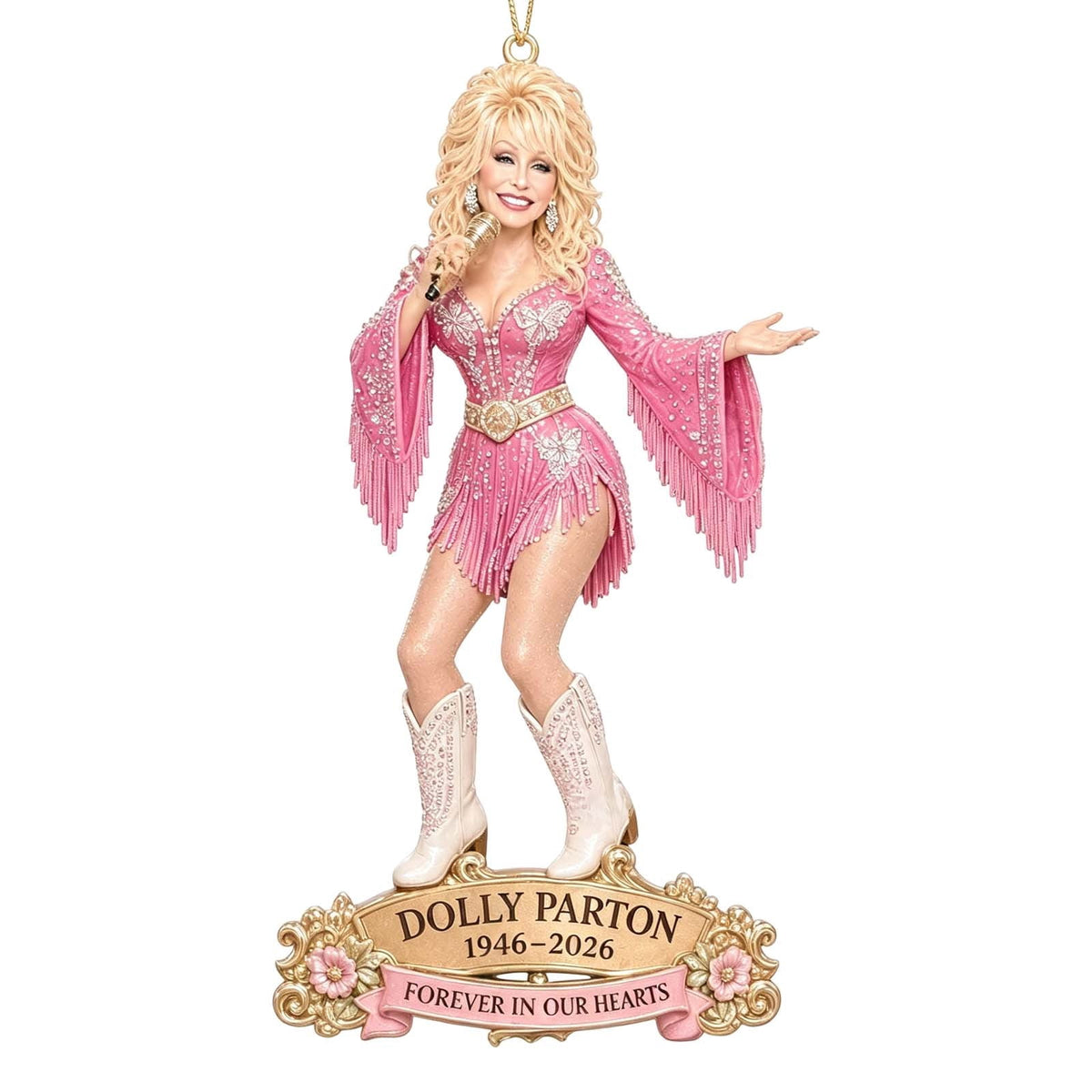 Dolly Memorial Acrylic Christmas Ornament Themed Christmas Ornament for Tree Car Office Home Dolly Themed Xmas Hanging Decor Country Music Holiday Decoration Gift