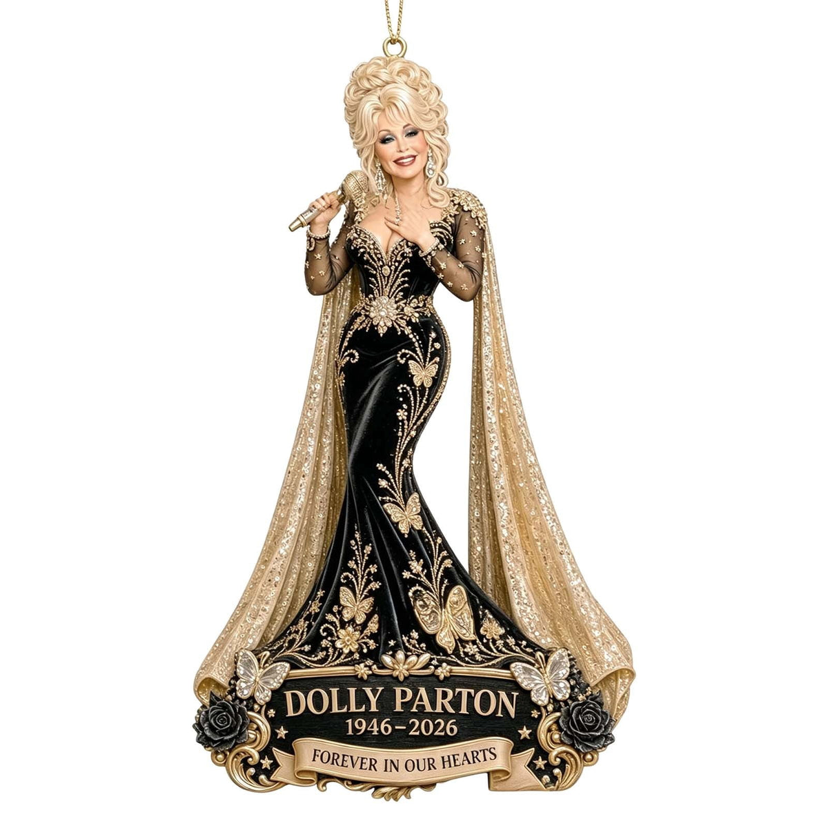 Dolly Memorial Acrylic Christmas Ornament Themed Christmas Ornament for Tree Car Office Home Dolly Themed Xmas Hanging Decor Country Music Holiday Decoration Gift