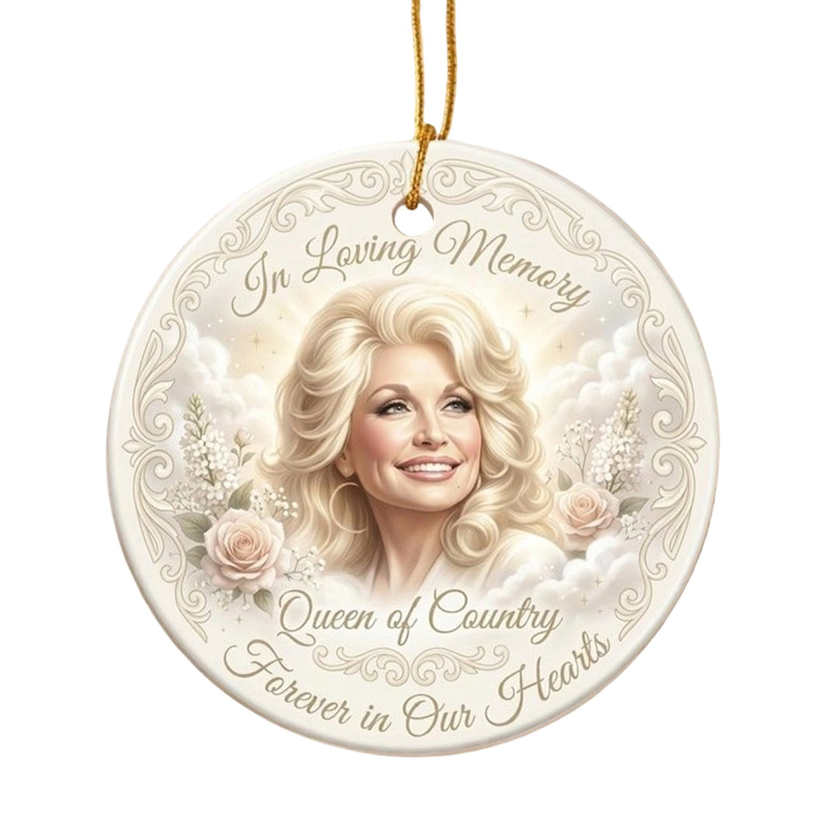 Dolly Memorial Acrylic Christmas Ornament Themed Christmas Ornament for Tree Car Office Home Dolly Themed Xmas Hanging Decor Country Music Holiday Decoration Gift