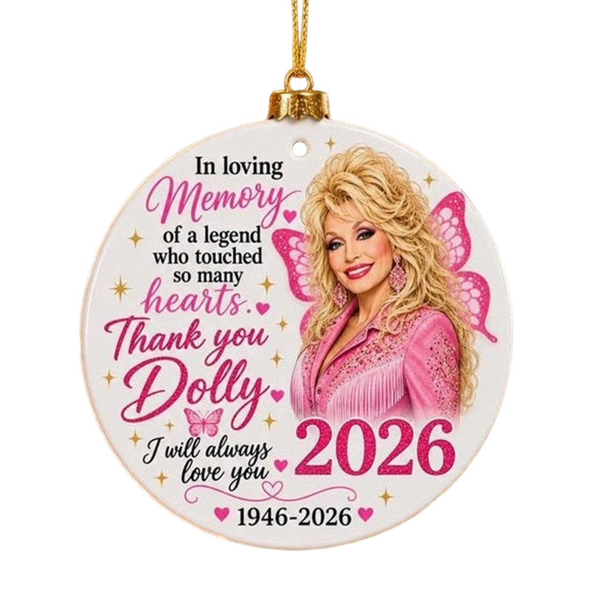 Dolly Memorial Acrylic Christmas Ornament Themed Christmas Ornament for Tree Car Office Home Dolly Themed Xmas Hanging Decor Country Music Holiday Decoration Gift