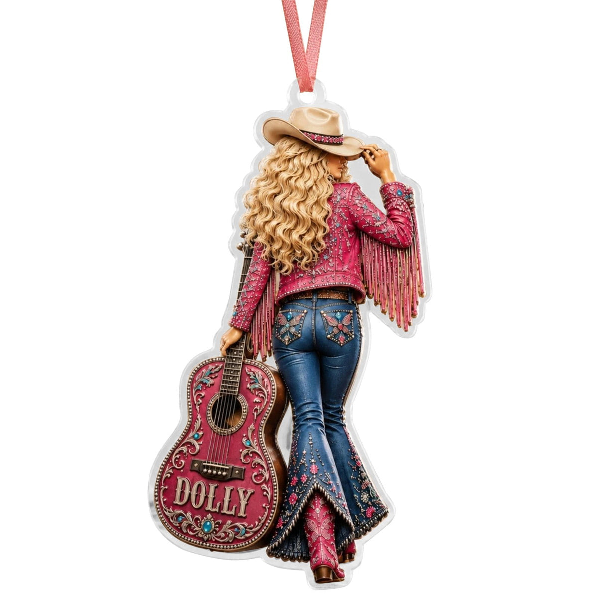 Dolly Memorial Acrylic Christmas Ornament Themed Christmas Ornament for Tree Car Office Home Dolly Themed Xmas Hanging Decor Country Music Holiday Decoration Gift