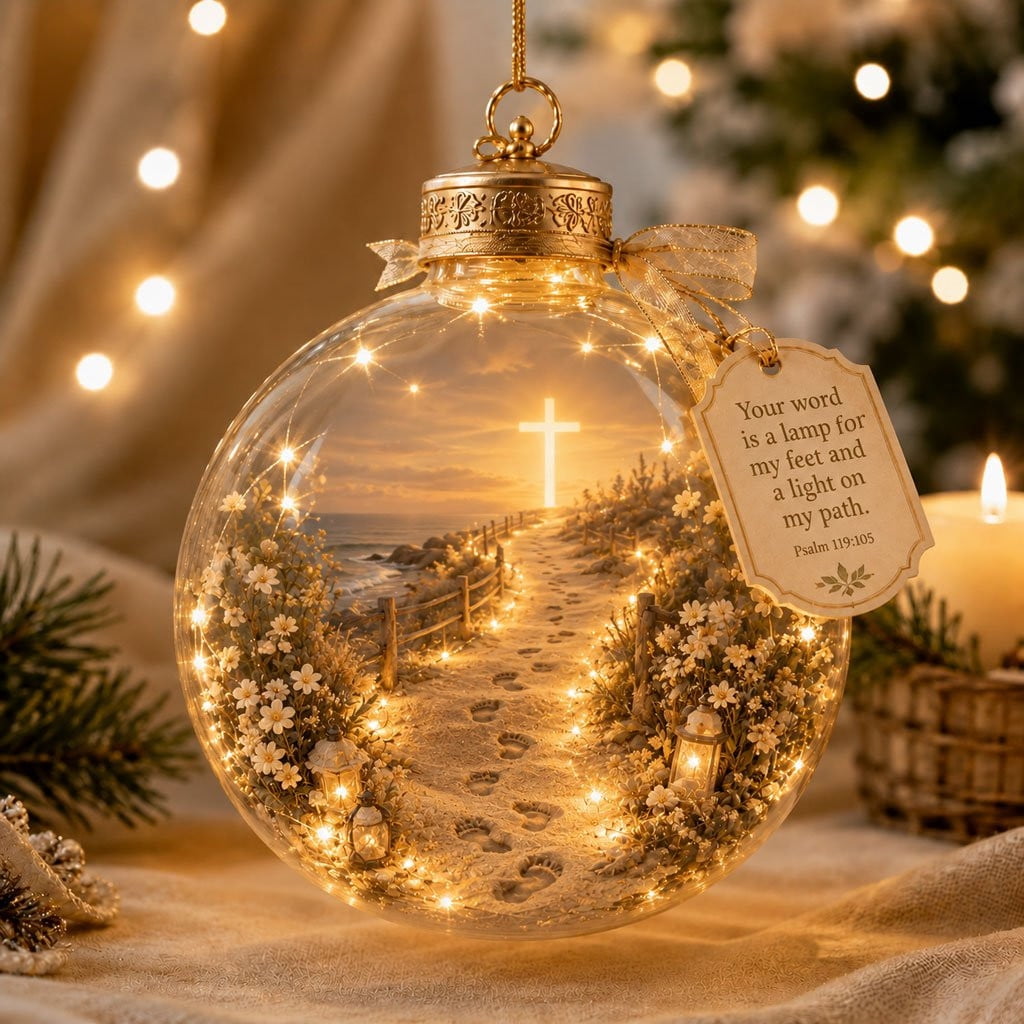 Glowing Christmas Story Ornament, Light-Up Mini Holiday Scene, Festive Keepsake for Christmas Tree, Mantel & Christmas Party Decor (Nativity)