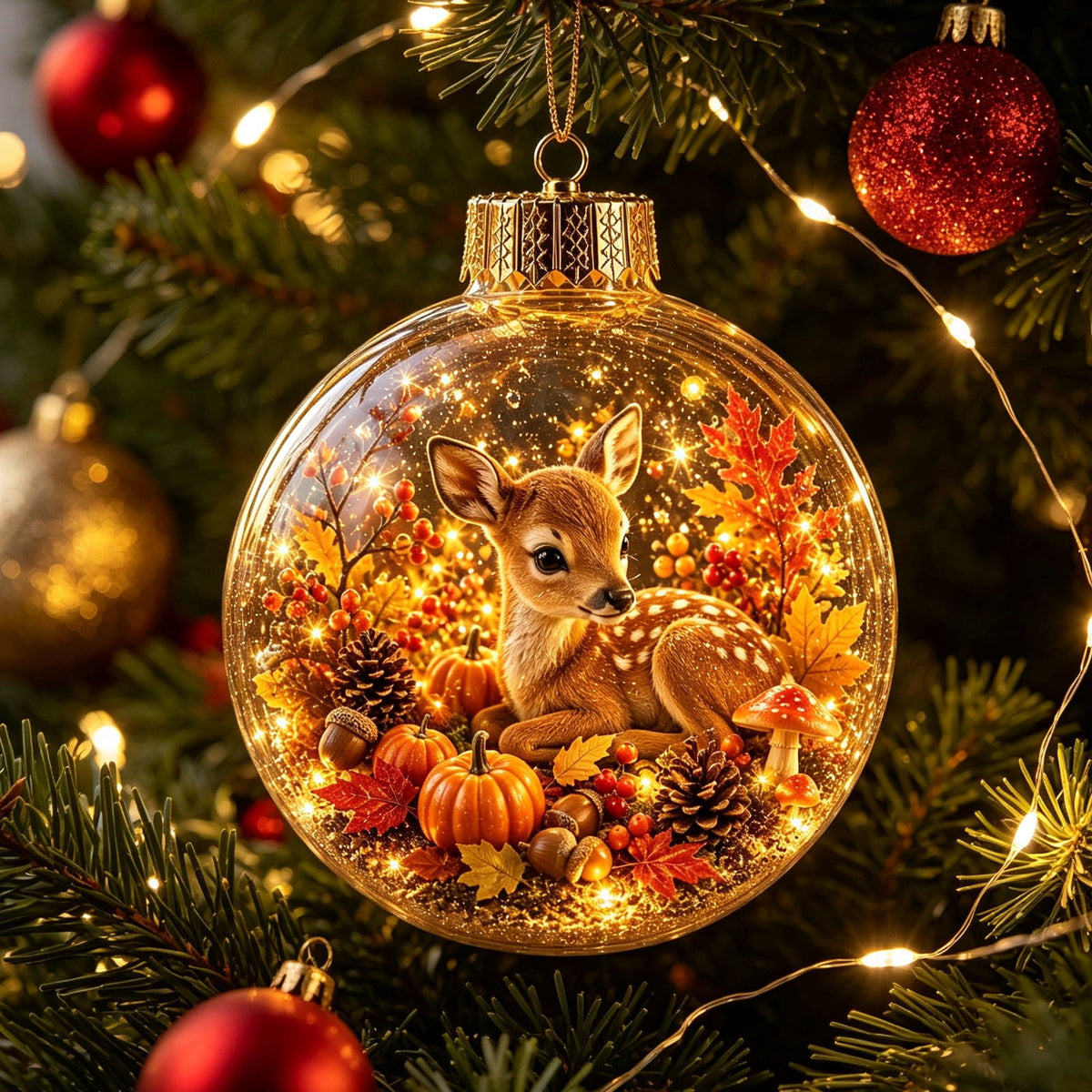 Mivyn Glowing Christmas Story Ornament, 4"Light-Up Mini Holiday Scene with Warm LED Light, Festive Keepsake Gift for Home Christmas Party Decoration,1PCS,