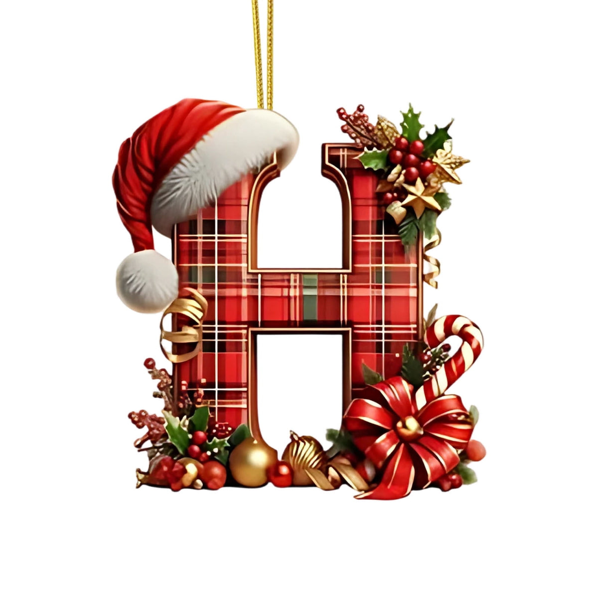 Nativity Scene Letters Ornament, A to Z Alphabet Ornaments for Xmas Tree, Jesus Letters Initial 2D Acrylic Flat Hanging Decoration, The Birth of Jesus Design, Rear view-Christian Gifts for Family (M)