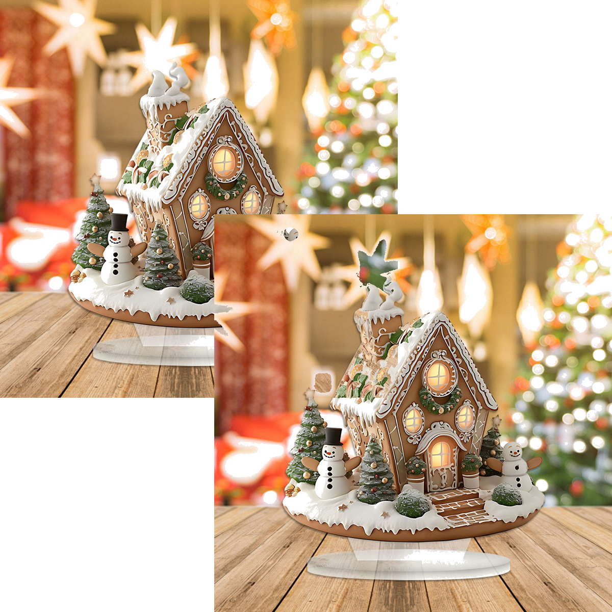 PEIBang Christmas Table Decorations,Snow House Decor Christmas Centerpiece,Christmas Village Houses for Home Office