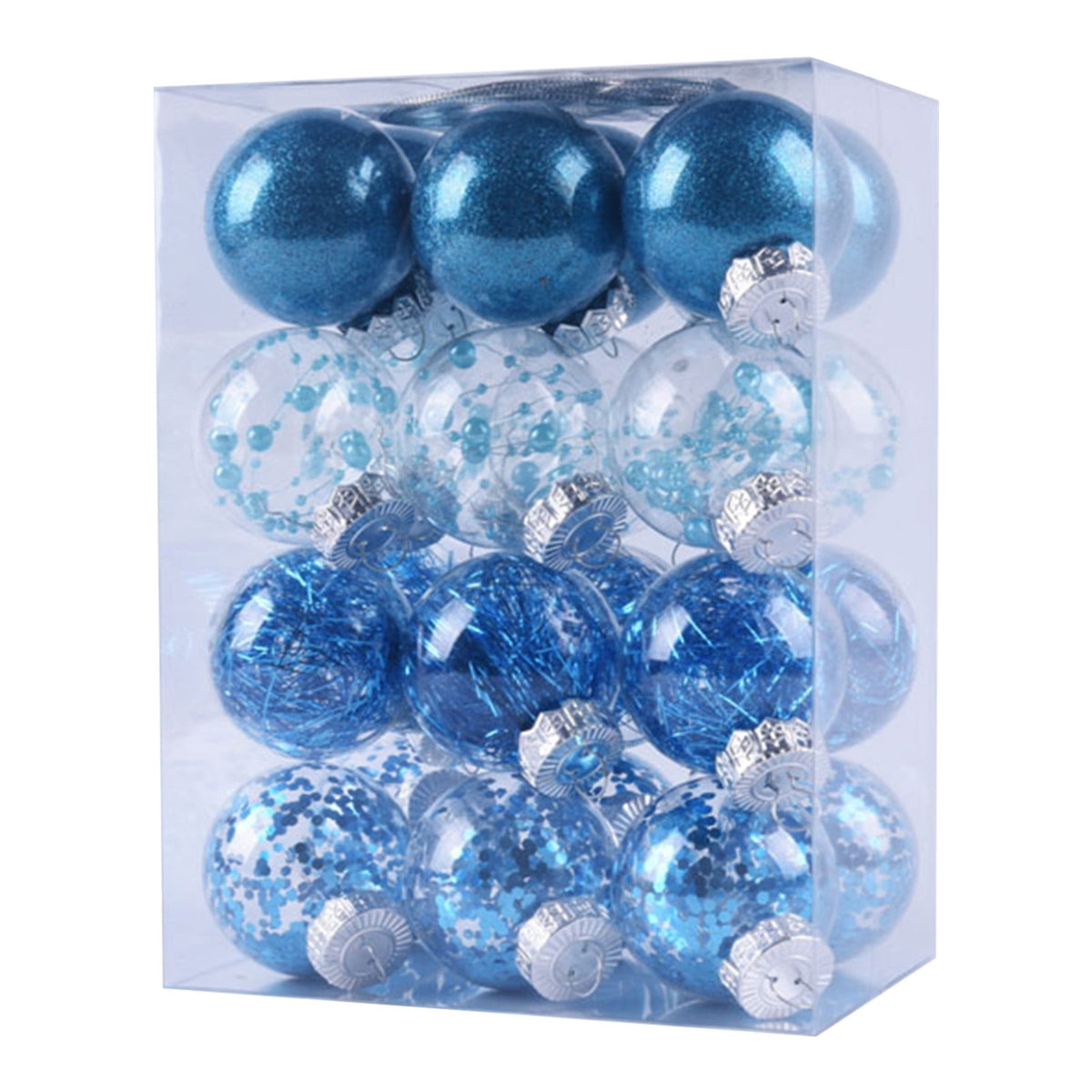 PEONAVET 24Pcs Christmas Balls Ornaments for Xmas Christmas Tree - Shatterproof Christmas Tree Decorations Hanging Ball for Holiday Wedding Party Decoration (Blue, 2.36"-6CM) Merry Christmas