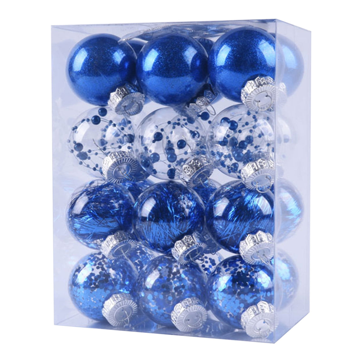 PEONAVET 24Pcs Christmas Balls Ornaments for Xmas Christmas Tree - Shatterproof Christmas Tree Decorations Hanging Ball for Holiday Wedding Party Decoration (Blue, 2.36"-6CM) Merry Christmas