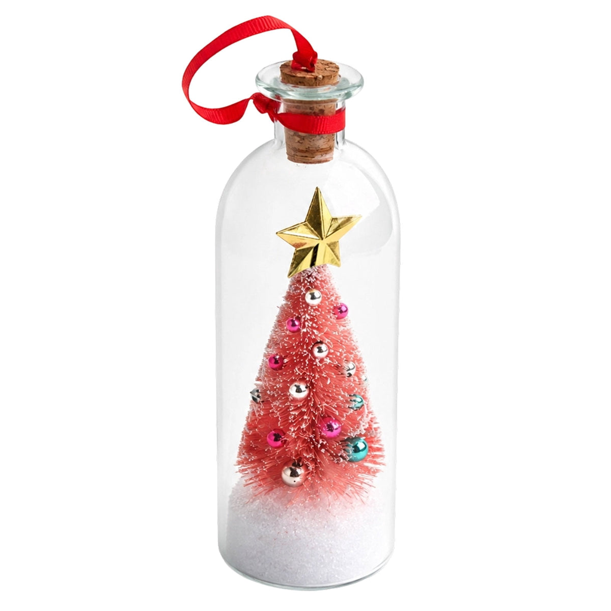 JASKFLY Recordable Christmas Tree Message in a Bottle, Voice Recording Holiday Keepsake with Playback, Snowy Scene, Glass, Green, 1 Count