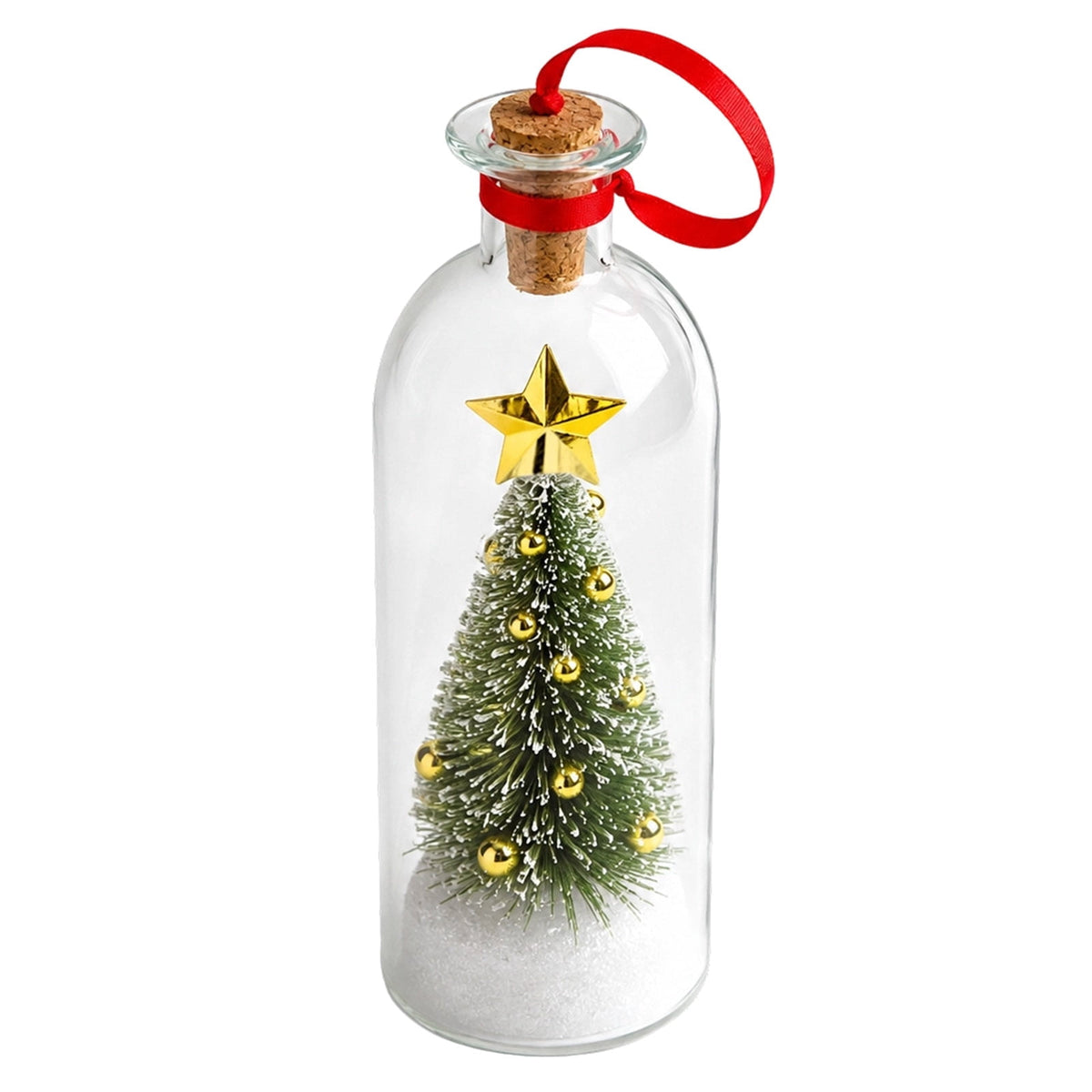 JASKFLY Recordable Christmas Tree Message in a Bottle, Voice Recording Holiday Keepsake with Playback, Snowy Scene, Glass, Green, 1 Count