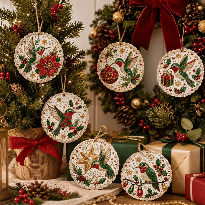 Christmas in July DIY Diamond Art Hanging Ornament – Handmade Sparkling Christmas Keepsake Quiet Leisure Craft for Summer Rainy Afternoons