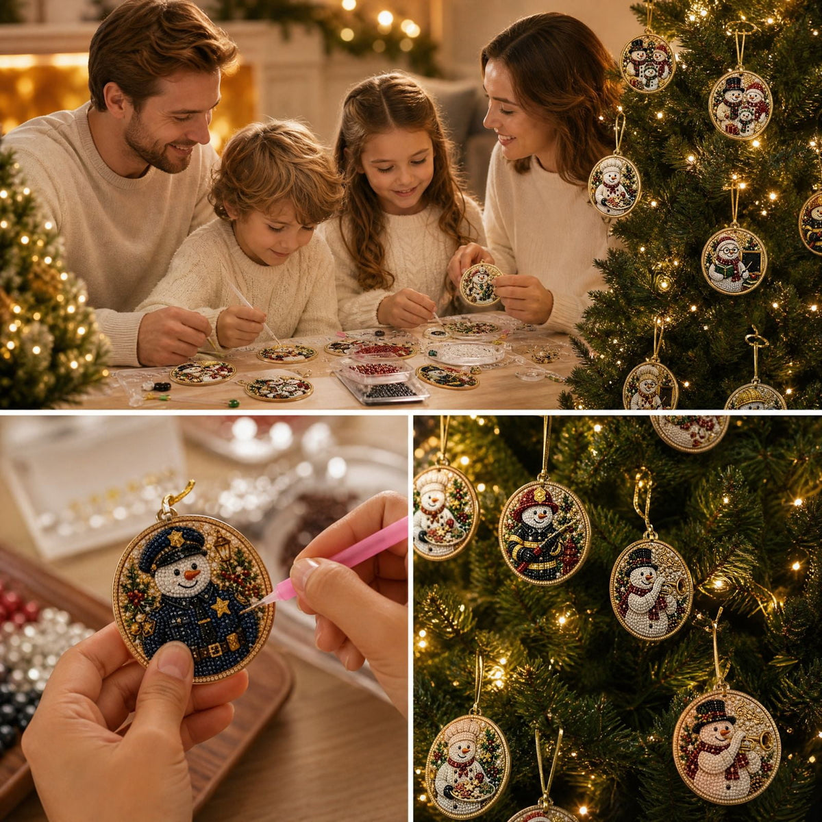 DIY Christmas Ornaments for Xmas Tree Hangings- Pearl Art Kits for Adults, Christmas Ornaments Set of 12, 2.76 Inch