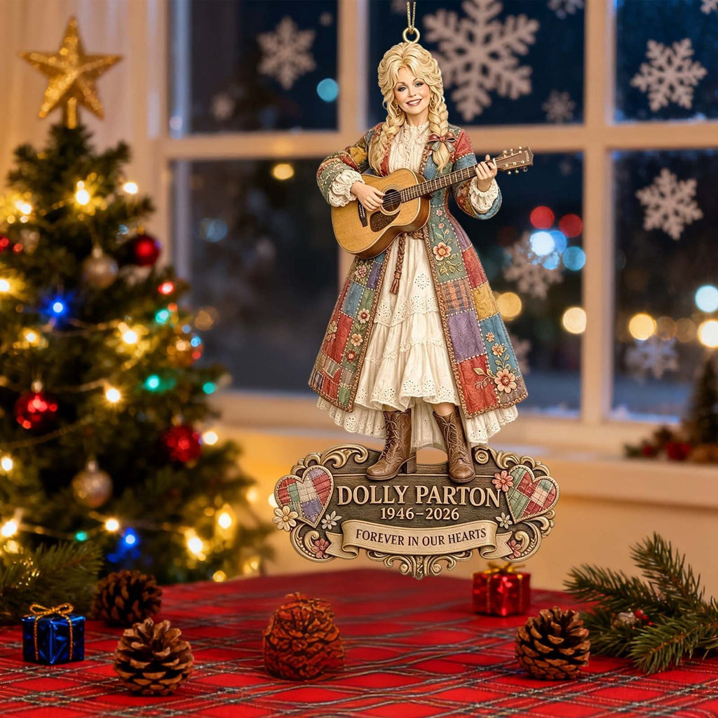 Dolly Memorial Acrylic Christmas Ornament Themed Christmas Ornament for Tree Car Office Home Dolly Themed Xmas Hanging Decor Country Music Holiday Decoration Gift