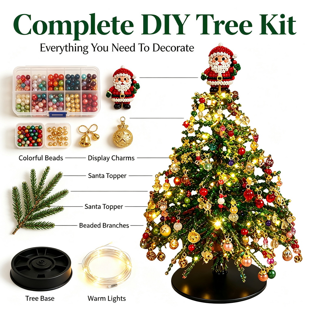 DIY Beaded Christmas Tree Kit, Christmas Decorations Handmade Beads Craft Set, Sparkling Crystal Xmas Ornaments for Tabletop Christmas Decor, Holiday Gifts for Adults by MPOISVA