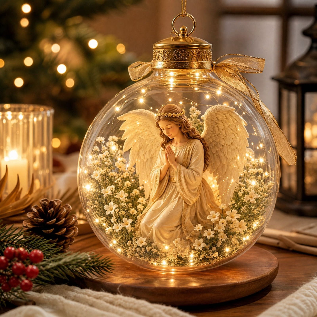 Glowing Christmas Story Ornament, Light-Up Mini Holiday Scene, Festive Keepsake for Christmas Tree, Mantel & Christmas Party Decor (Nativity)