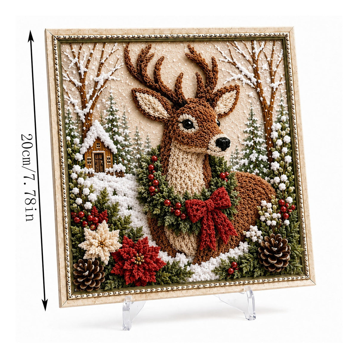 Clearance 3D Christmas Wreath Fabric Poke Art Kit, Jesus Poke Art Kits for Adults, Christmas Wreaths Ornament Making Kit for Front Door