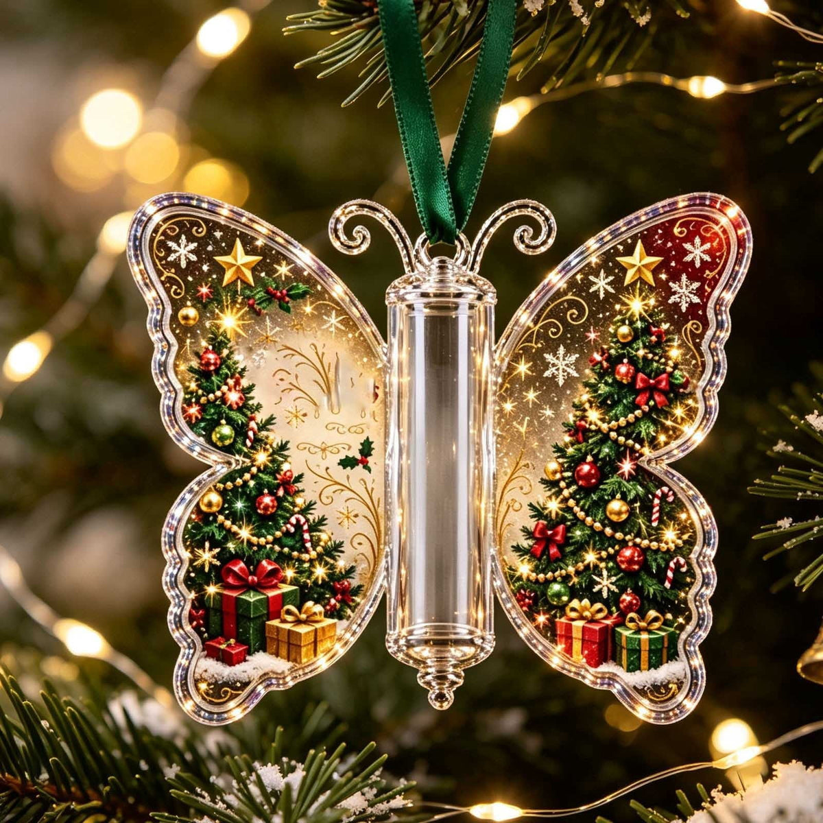 Christmas Cash Gift Stocking Shaped Ornament, Crystal-Clear Cash Holder Ornament with Xmas Stocking Design, Hanging Money Keepsake for Christmas Tree Wreath Garland, Surprise for Family Friends (F)