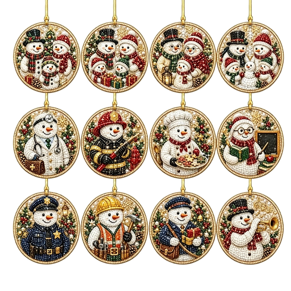 DIY Christmas Ornaments for Xmas Tree Hangings- Pearl Art Kits for Adults, Christmas Ornaments Set of 12, 2.76 Inch