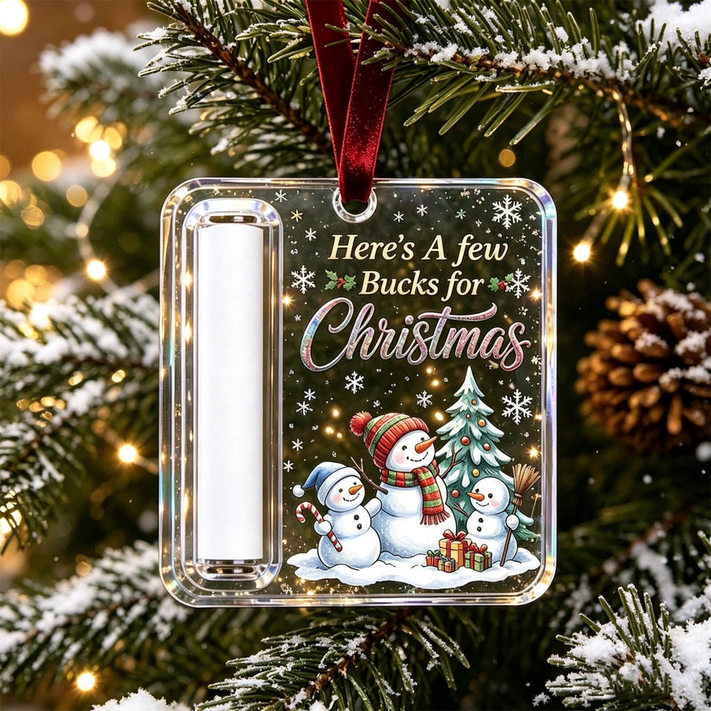 Christmas Cash Gift Stocking Shaped Ornament, Crystal-Clear Cash Holder Ornament with Xmas Stocking Design, Hanging Money Keepsake for Christmas Tree Wreath Garland, Surprise for Family Friends (F)