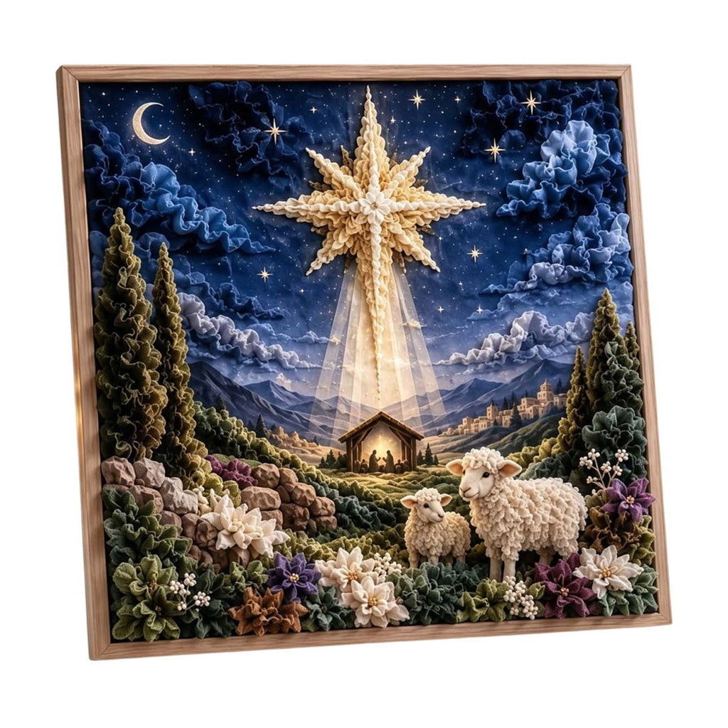 Clearance 3D Christmas Wreath Fabric Poke Art Kit, Jesus Poke Art Kits for Adults, Christmas Wreaths Ornament Making Kit for Front Door