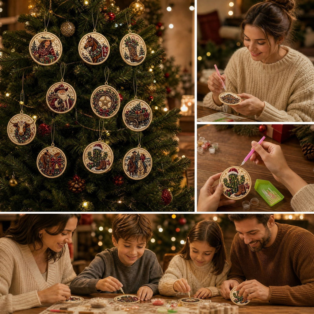 DIY Christmas Ornaments for Xmas Tree Hangings- Pearl Art Kits for Adults, Christmas Ornaments Set of 12, 2.76 Inch