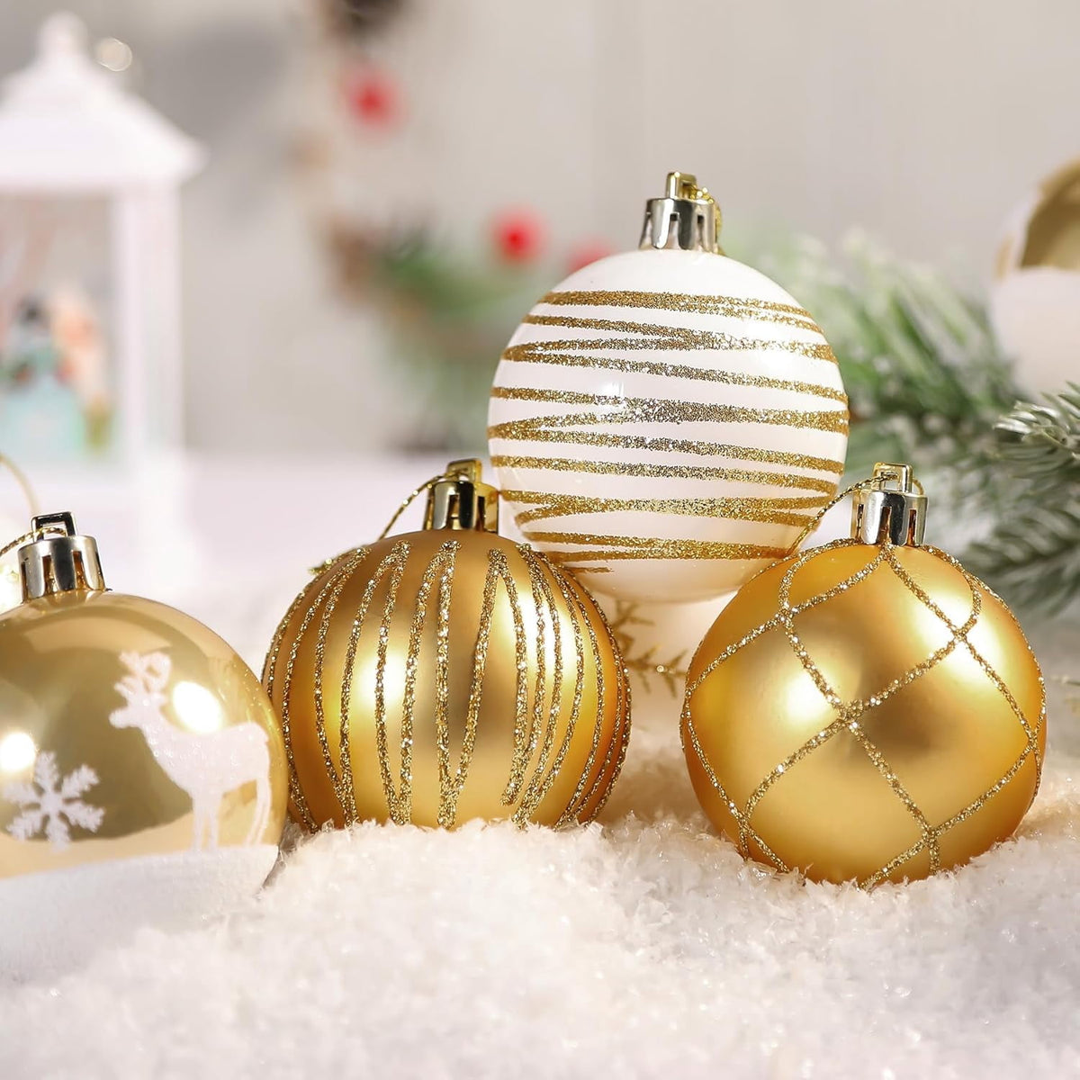30ct Christmas Ball Ornaments, 2.36 in Shatterproof Xmas Tree Decorations, Plastic Baubles for Holiday, Party, Wedding, or Home Decor, Red & Gold