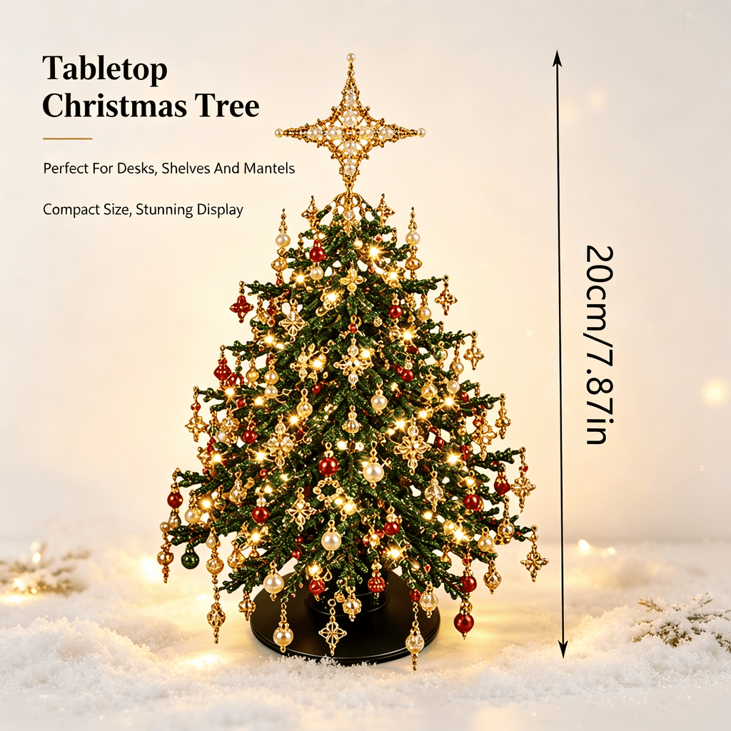 DIY Beaded Christmas Tree Kit, Christmas Decorations Handmade Beads Craft Set, Sparkling Crystal Xmas Ornaments for Tabletop Christmas Decor, Holiday Gifts for Adults by MPOISVA