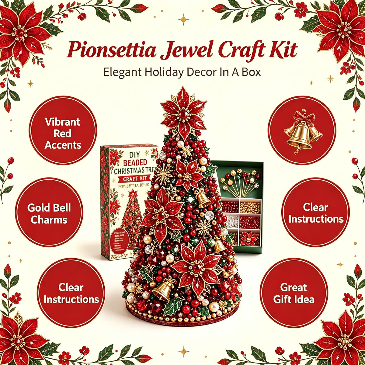DIY Beaded Christmas Tree Kit, Christmas Decorations Handmade Beads Craft Set, Sparkling Crystal Xmas Ornaments for Tabletop Christmas Decor, Holiday Gifts for Adults by MPOISVA