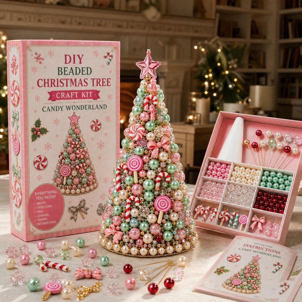 DIY Beaded Christmas Tree Craft Kit Christmas Decorations, 3D Candy Beaded Christmas Tree Craft Kit Christmas Decor, Christmas Crafts for Adults
