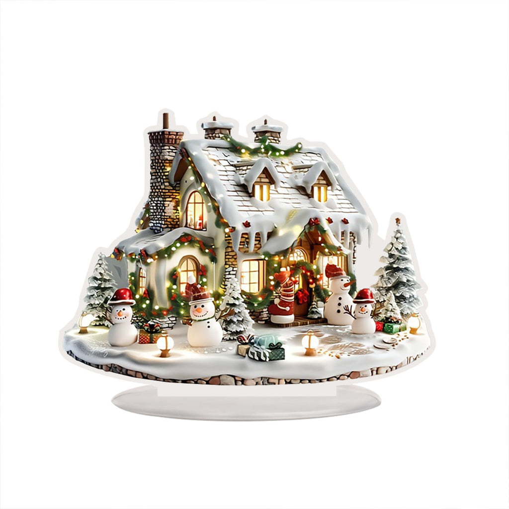 PEIBang Christmas Table Decorations,Snow House Decor Christmas Centerpiece,Christmas Village Houses for Home Office
