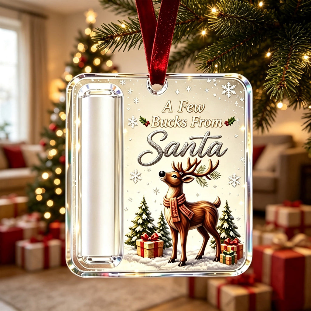 Christmas Cash Gift Stocking Shaped Ornament, Crystal-Clear Cash Holder Ornament with Xmas Stocking Design, Hanging Money Keepsake for Christmas Tree Wreath Garland, Surprise for Family Friends (F)