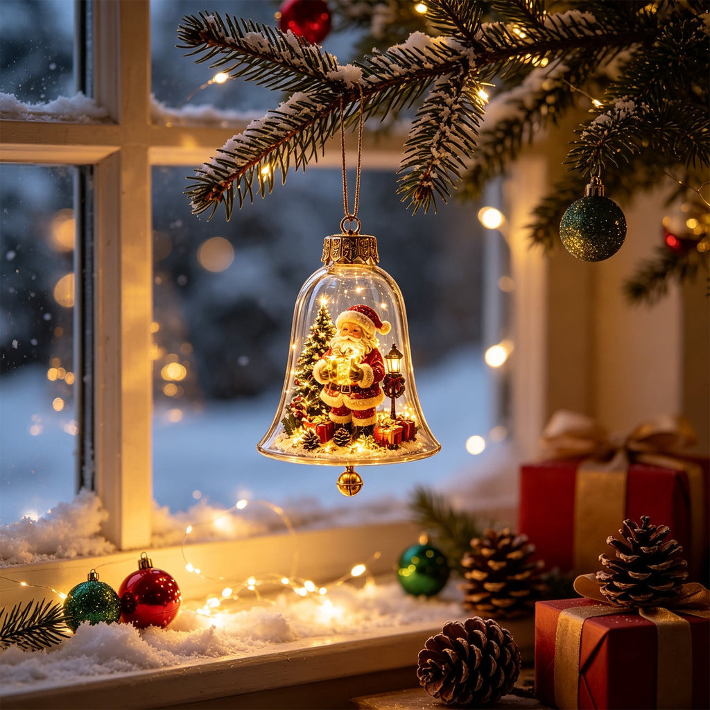 Mivyn Glowing Christmas Story Ornament, 4"Light-Up Mini Holiday Scene with Warm LED Light, Festive Keepsake Gift for Home Christmas Party Decoration,1PCS,