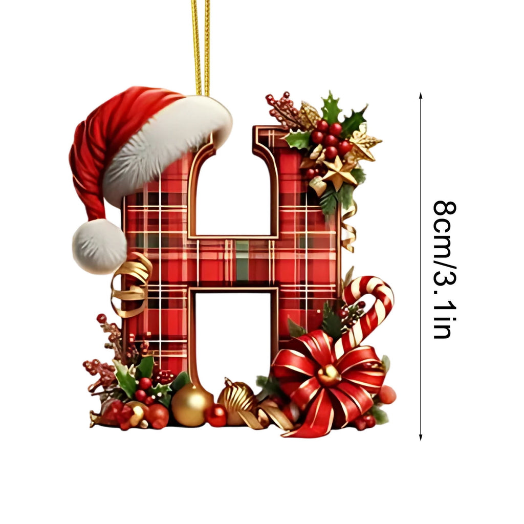 Nativity Scene Letters Ornament, A to Z Alphabet Ornaments for Xmas Tree, Jesus Letters Initial 2D Acrylic Flat Hanging Decoration, The Birth of Jesus Design, Rear view-Christian Gifts for Family (M)