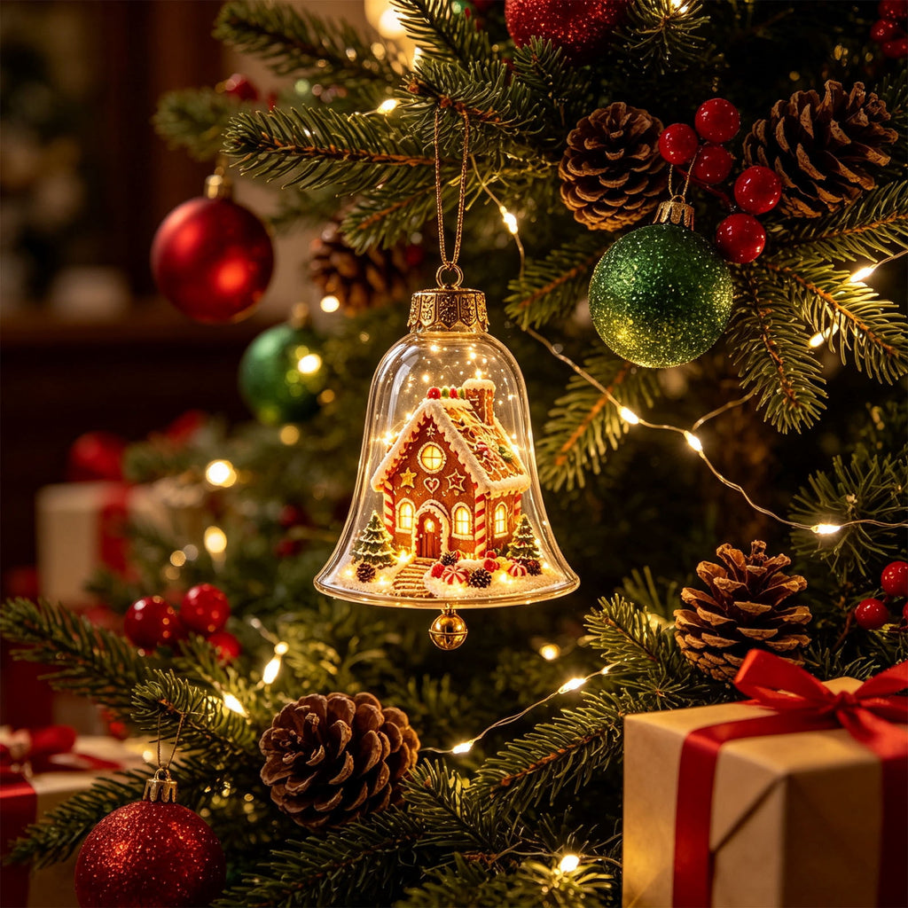 Mivyn Glowing Christmas Story Ornament, 4"Light-Up Mini Holiday Scene with Warm LED Light, Festive Keepsake Gift for Home Christmas Party Decoration,1PCS,