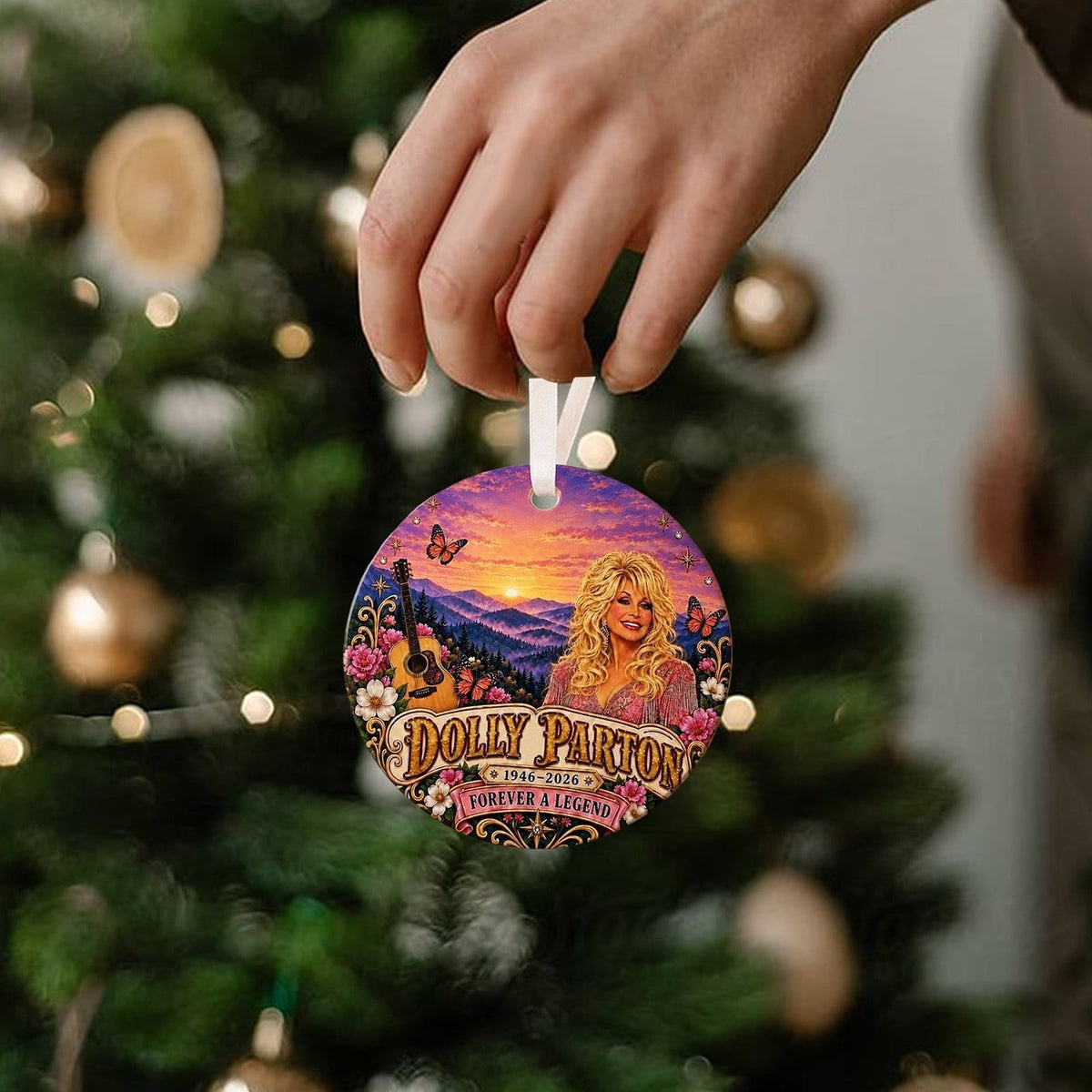 Dolly Memorial Acrylic Christmas Ornament Themed Christmas Ornament for Tree Car Office Home Dolly Themed Xmas Hanging Decor Country Music Holiday Decoration Gift